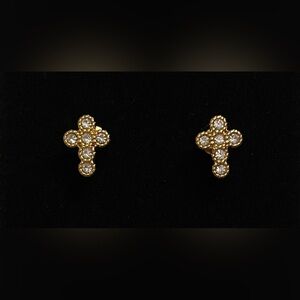 B. Collective Gold & Stone Cross Stud Earrings (Boutique) | SAMPLE SALE